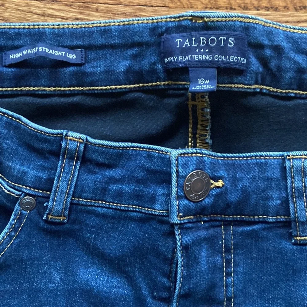 Talbots high waist straight leg dark wash jeans stretch size 16w nice preloved - Picture 6 of 11